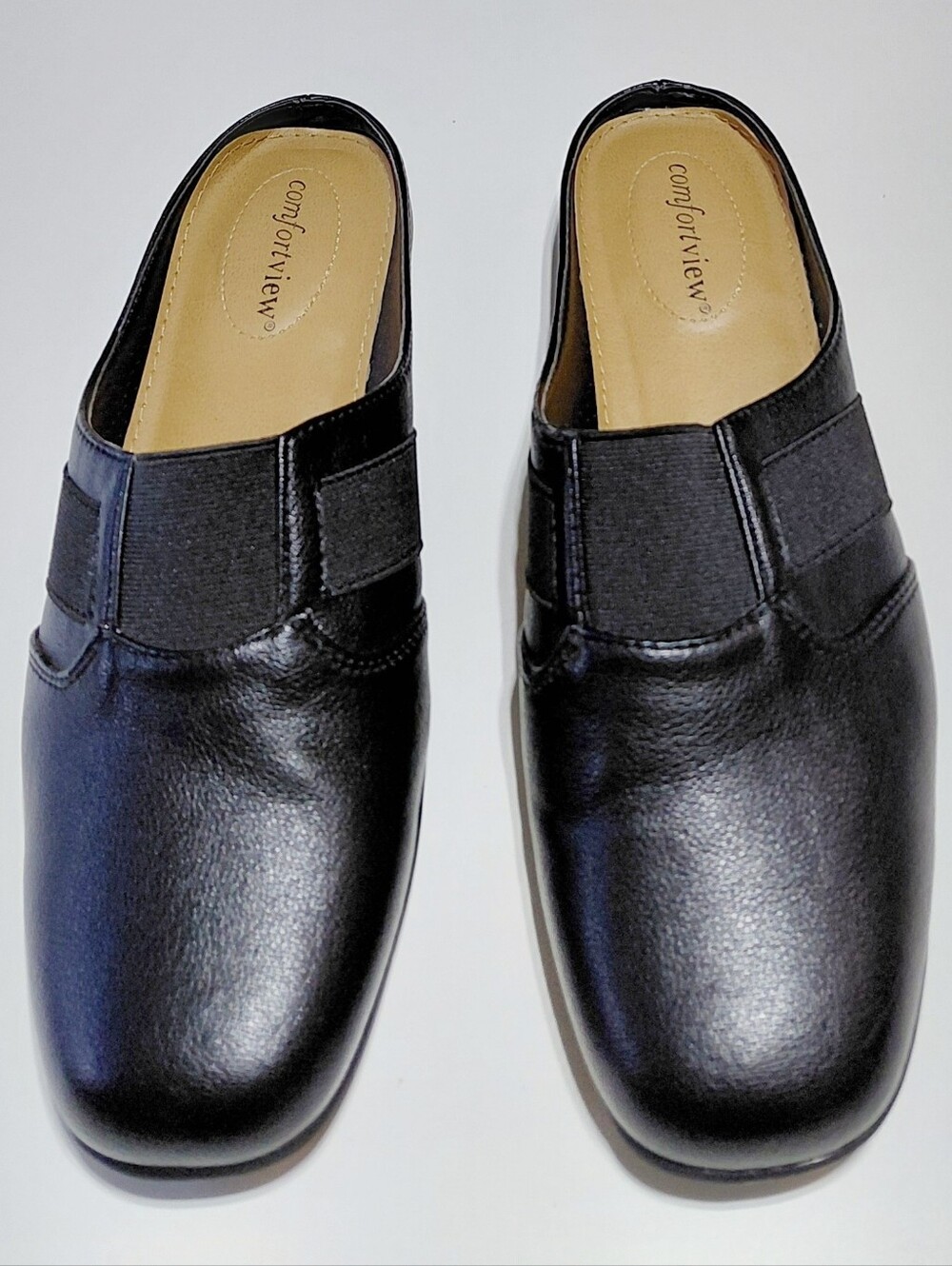 COMFORTVIEW  Women's Sarah Faux Leather  Black Slip-On Mules Size 9.5M